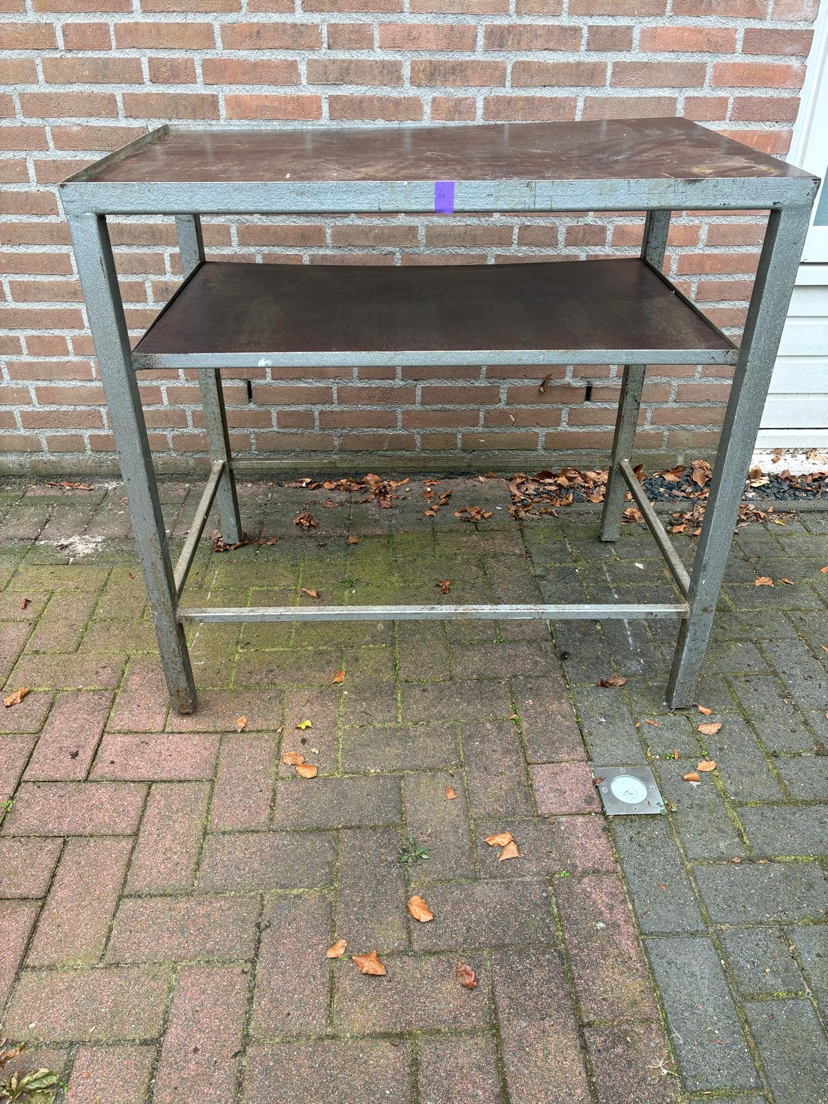 Stevige werkbank/bijzettafel met metalen frame, Doe-het-zelf en Verbouw, Ophalen of Verzenden, Gebruikt