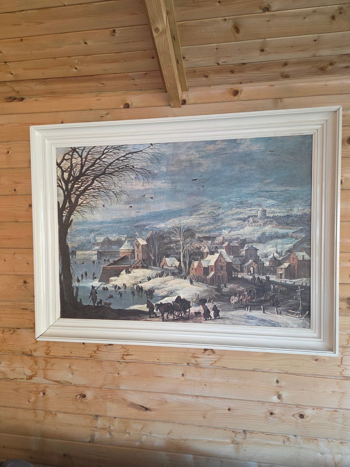 Schilderij 'De Schaatsers' - Winterlandschap, Antiek en Kunst, Kunst | Schilderijen | Klassiek, Ophalen