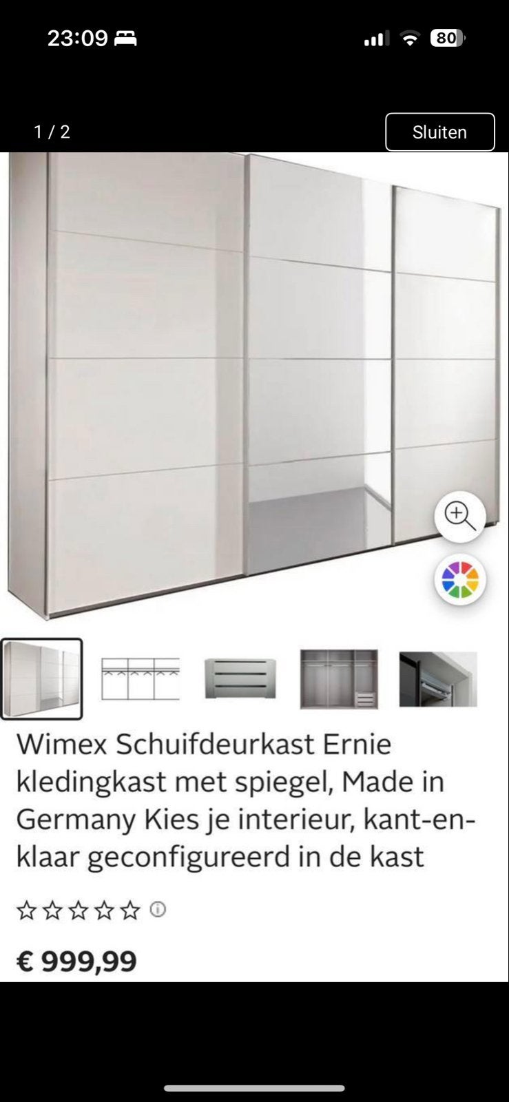 Wimex Schuifdeurkast Ernie met spiegel, Made in Germany, Ophalen, Overige materialen, 200 cm of meer, Zo goed als nieuw