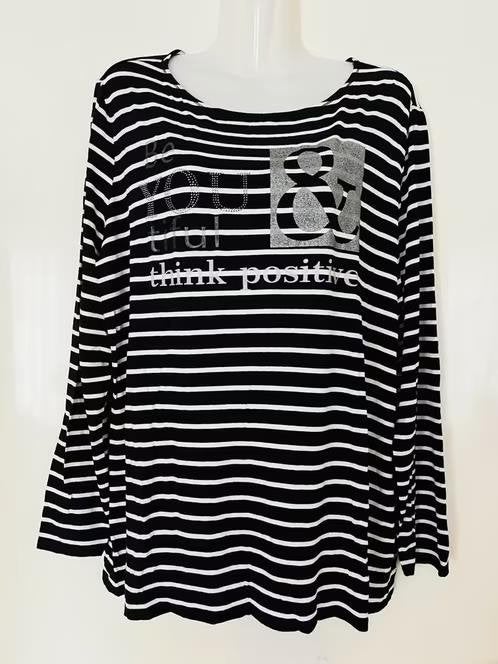 Bonita gestreepte top maat 46/48[vj], Ophalen of Verzenden, Zo goed als nieuw, Zwart, Shirt of Top