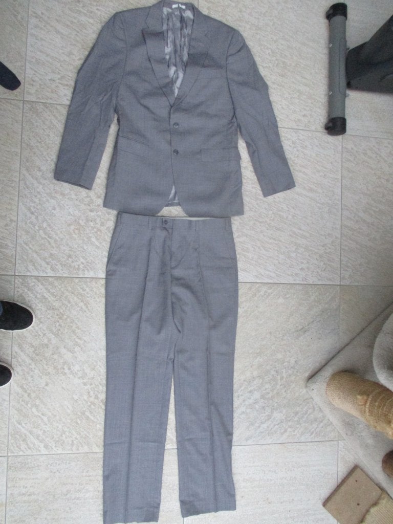 WE kostuum pak grijs maat 46 / 48 lange broek + colbert jas, Kleding | Heren, Kostuums en Colberts, WE, Maat 48/50 (M), Ophalen of Verzenden