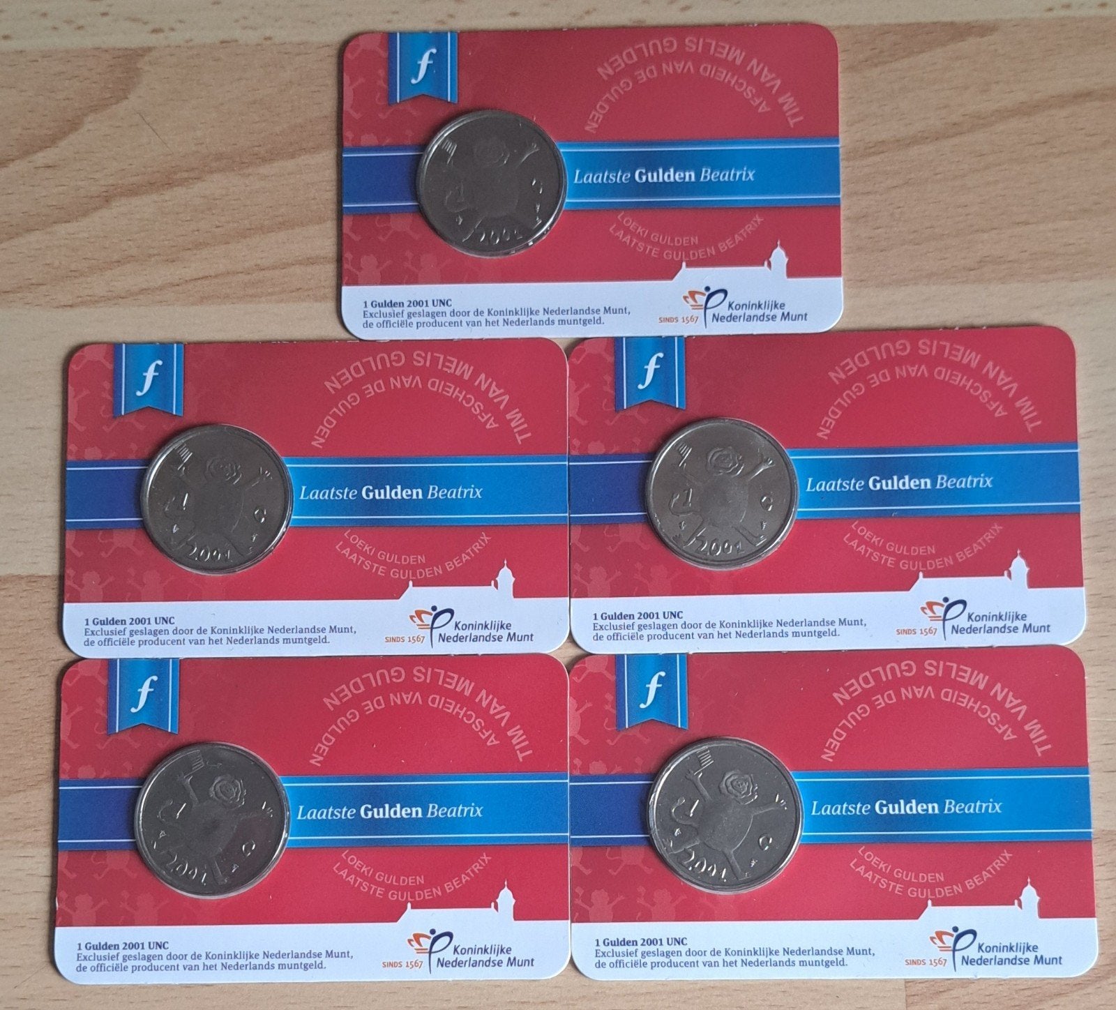 5 of 10 X laatste gulden Beatrix LOEKI, Ophalen of Verzenden, Koningin Beatrix, 1 gulden
