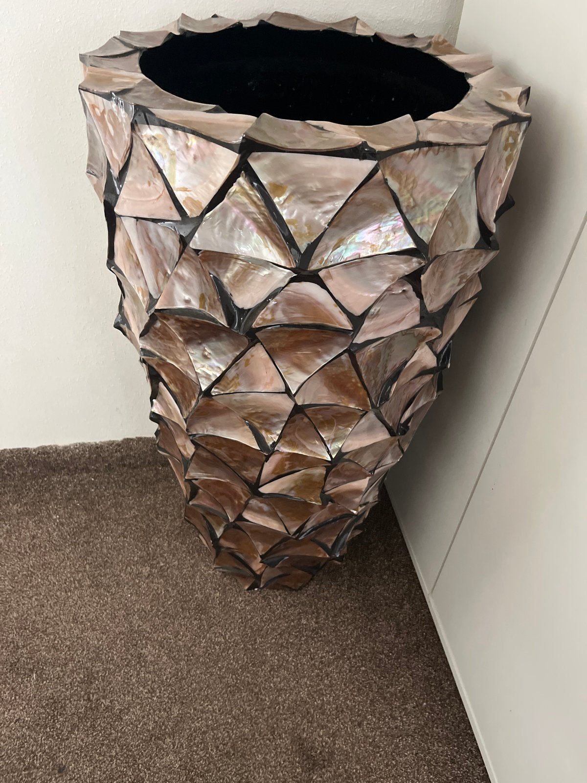 Grote Parelmoer Sierpot/Vaas - Eric Kuster Stijl, Ophalen, Handgemaakt, Meerkleurig, Natuurlijk materiaal