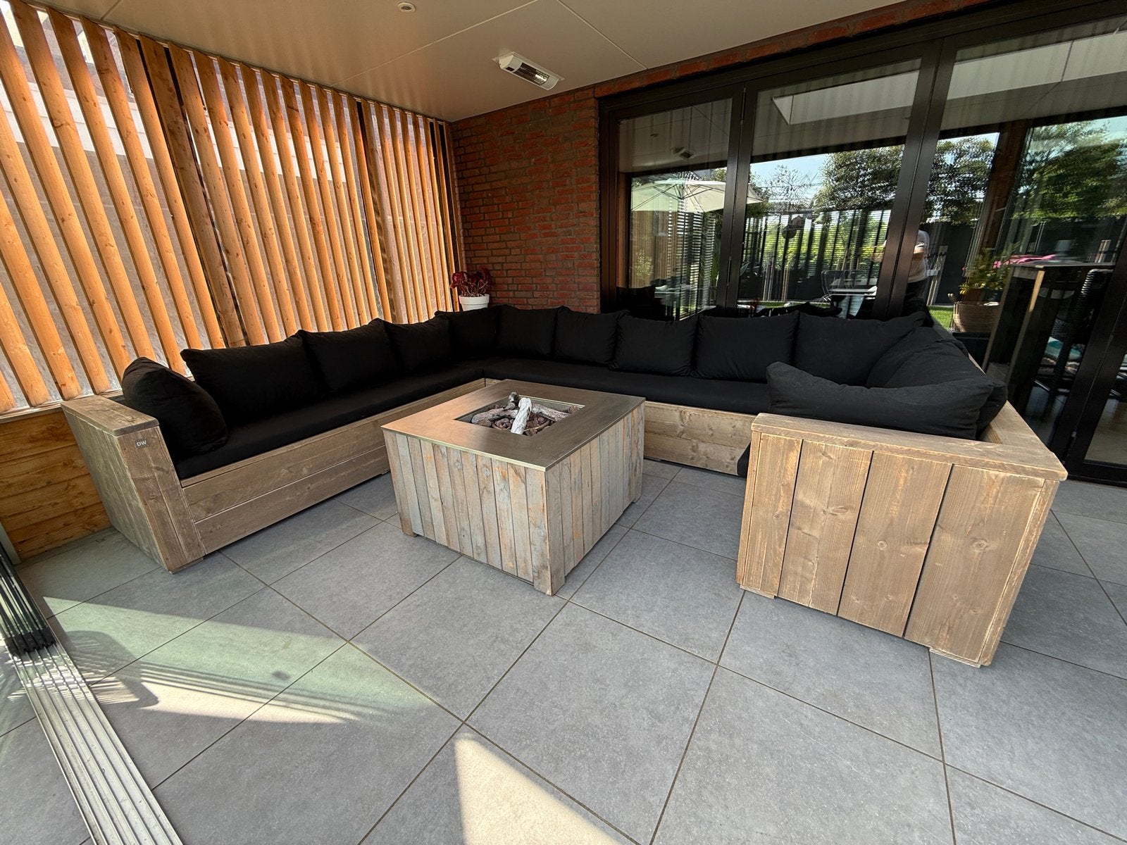 Hoge kwaliteit steigerhout U-bank met bergruimte, Tuin en Terras, Tuinsets en Loungesets, Ophalen, Meer dan 8 zitplaatsen, Steigerhout