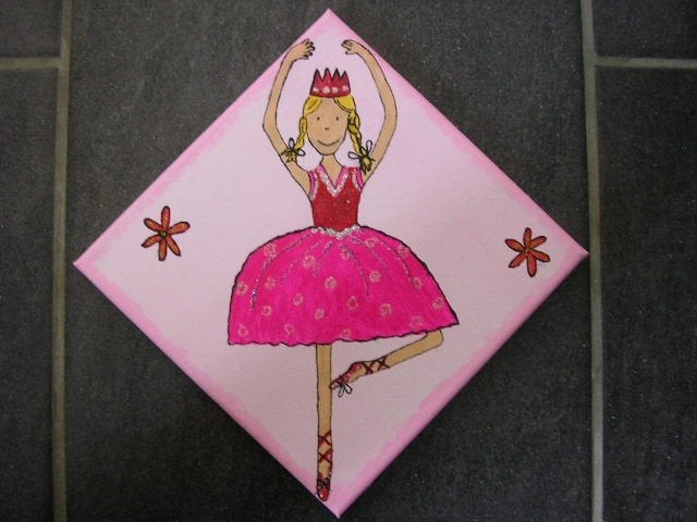 Schilderij ballerina roze voor kinderkamer, Ophalen of Verzenden, Nieuw, Wanddecoratie