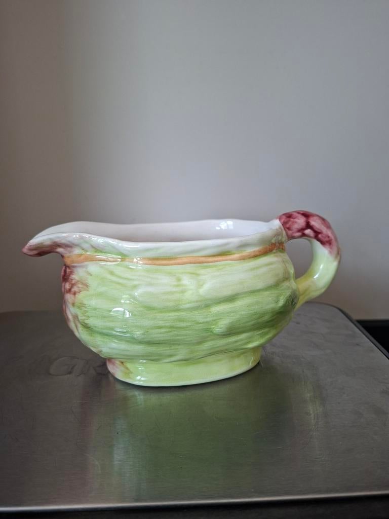 Majolica handgeschilderde aspergesaus schaal uit Portugal, Ophalen of Verzenden, Overige stijlen, Schaal of Schalen