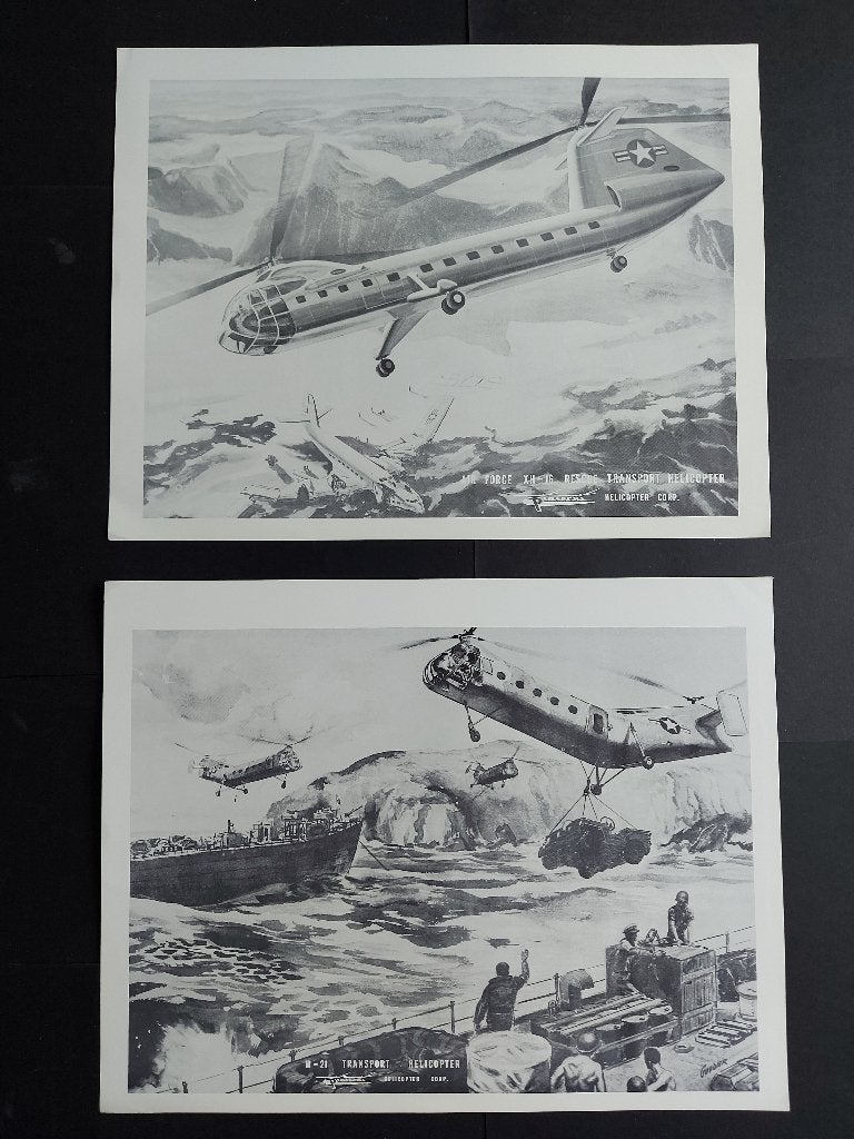 Poster van de Piasecki XH-16 en H-21 (F840), Ophalen of Verzenden, Gebruikt, Kaart, Foto of Prent