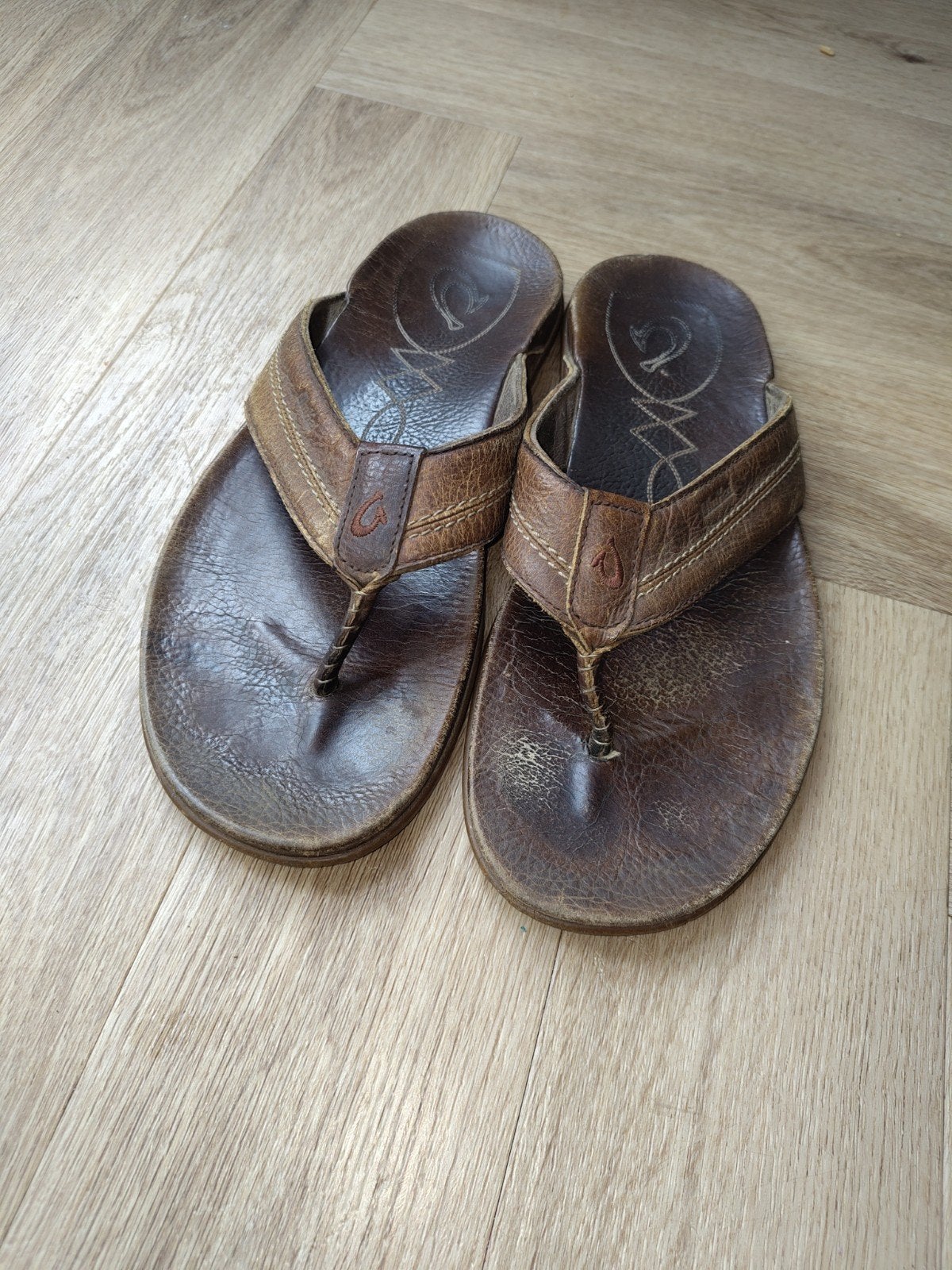 OluKai Leren Slippers - Maat 45, Kleding | Heren, Schoenen, Ophalen, Gedragen, Bruin, Slippers