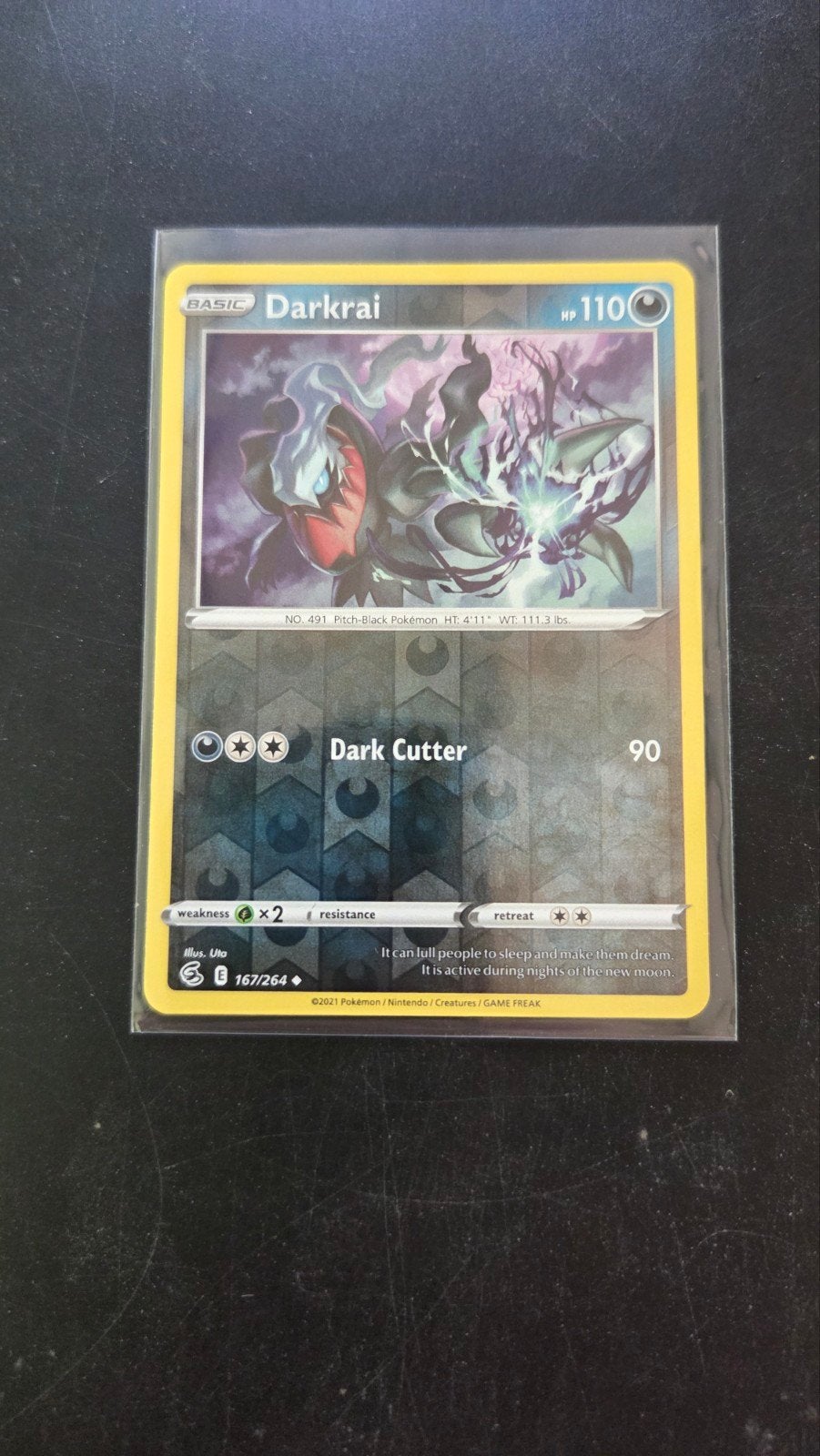 Darkrai 167/264 Reverse Holo Fusion Strike Pokémon Kaart, Verzenden, Zo goed als nieuw, Losse kaart, Foil