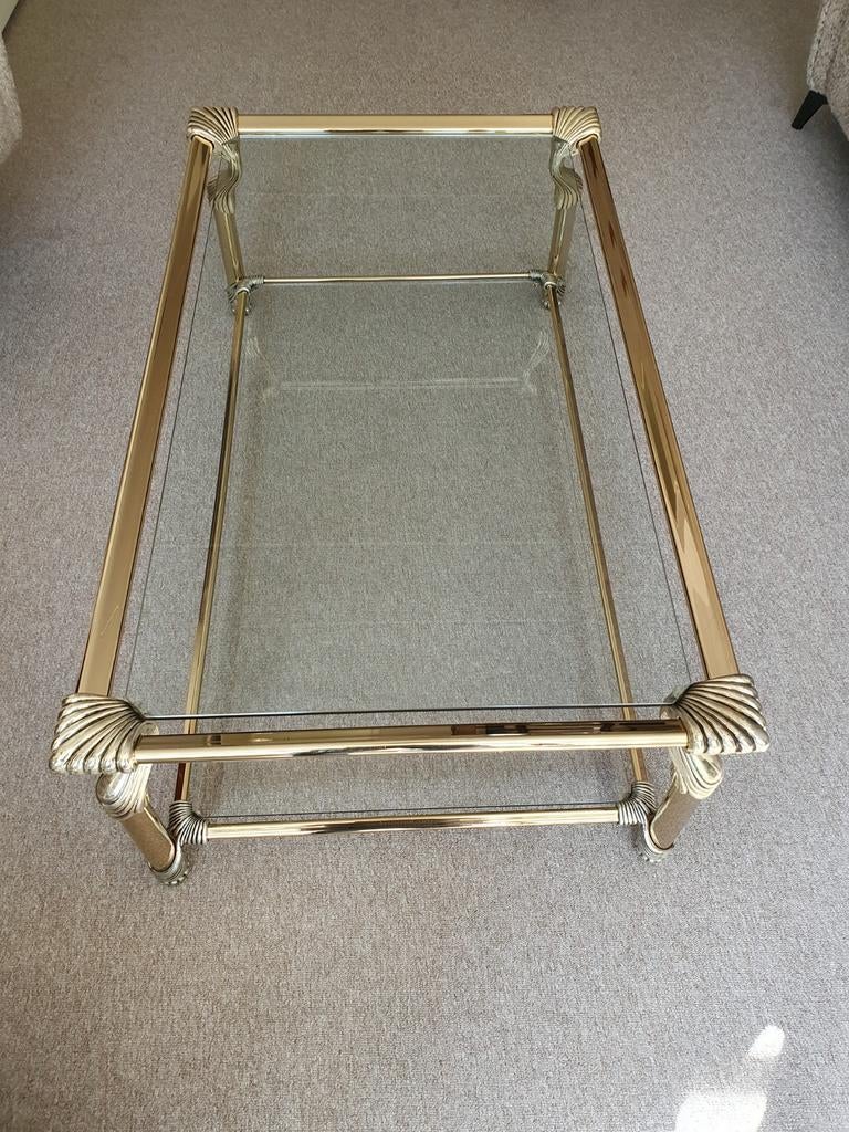 mooie tafel met glas platen van het merk meubles curvasa, Gebruikt, Glas, Rechthoekig, 50 tot 100 cm
