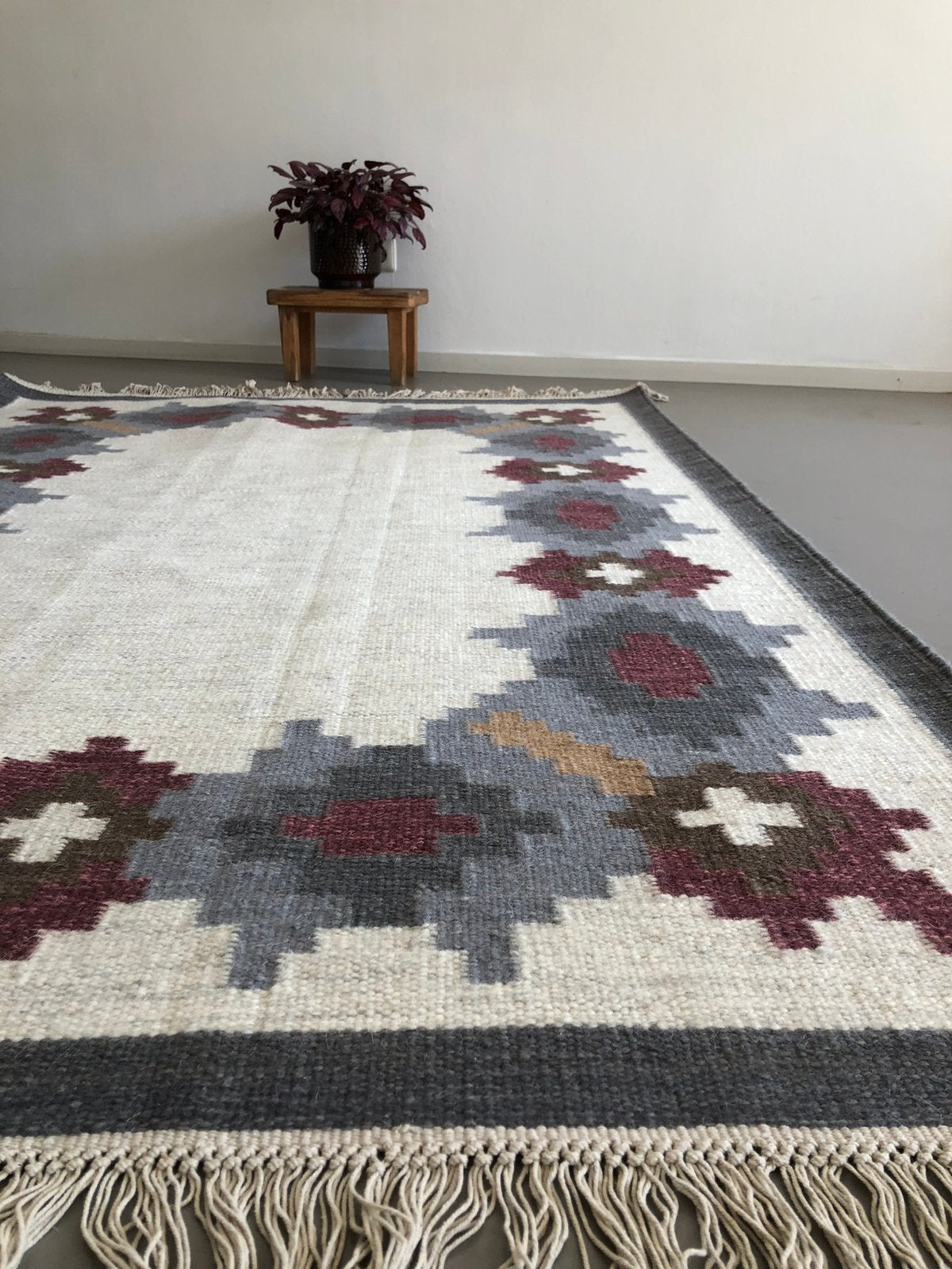Handgeweven NIEUW wollen vloerkleed 200x140cm Rollakan, Crème, 100 tot 150 cm, Geen, Geen