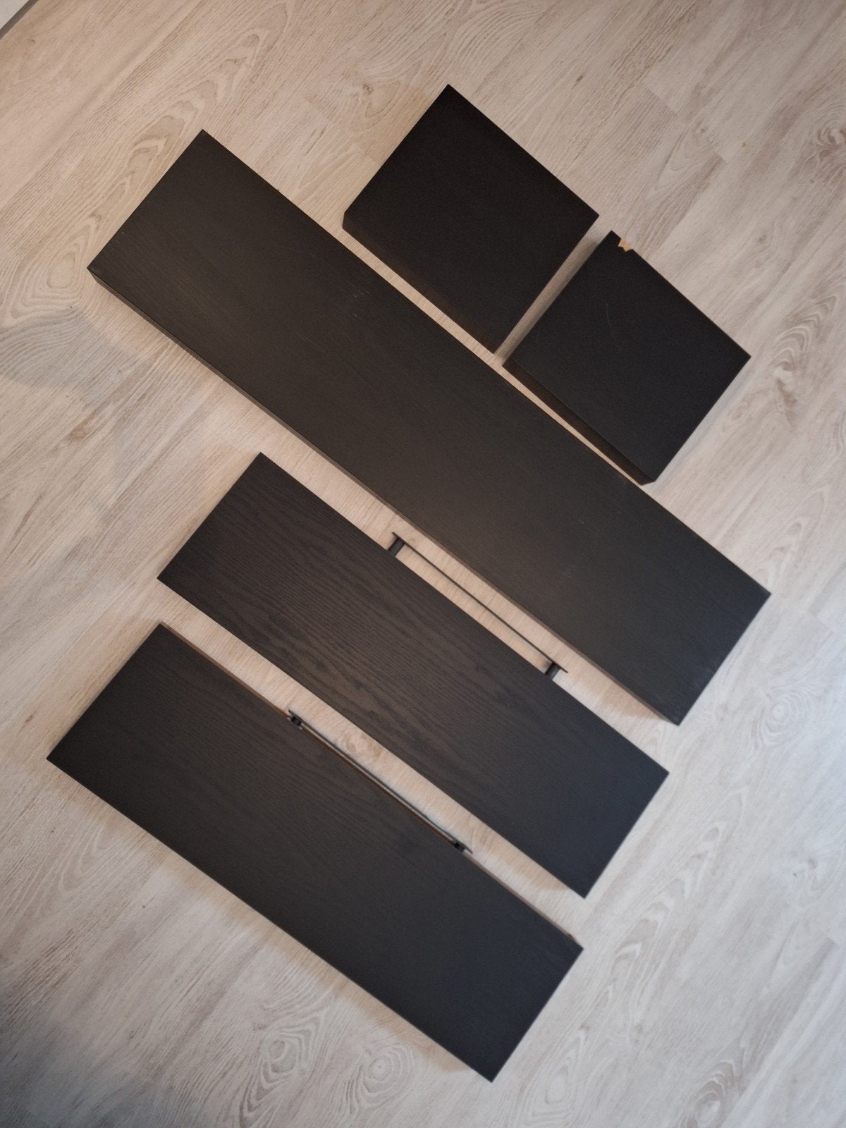 Zwarte wandplanken set: Jysk & Ikea Lack, Ophalen, Gebruikt