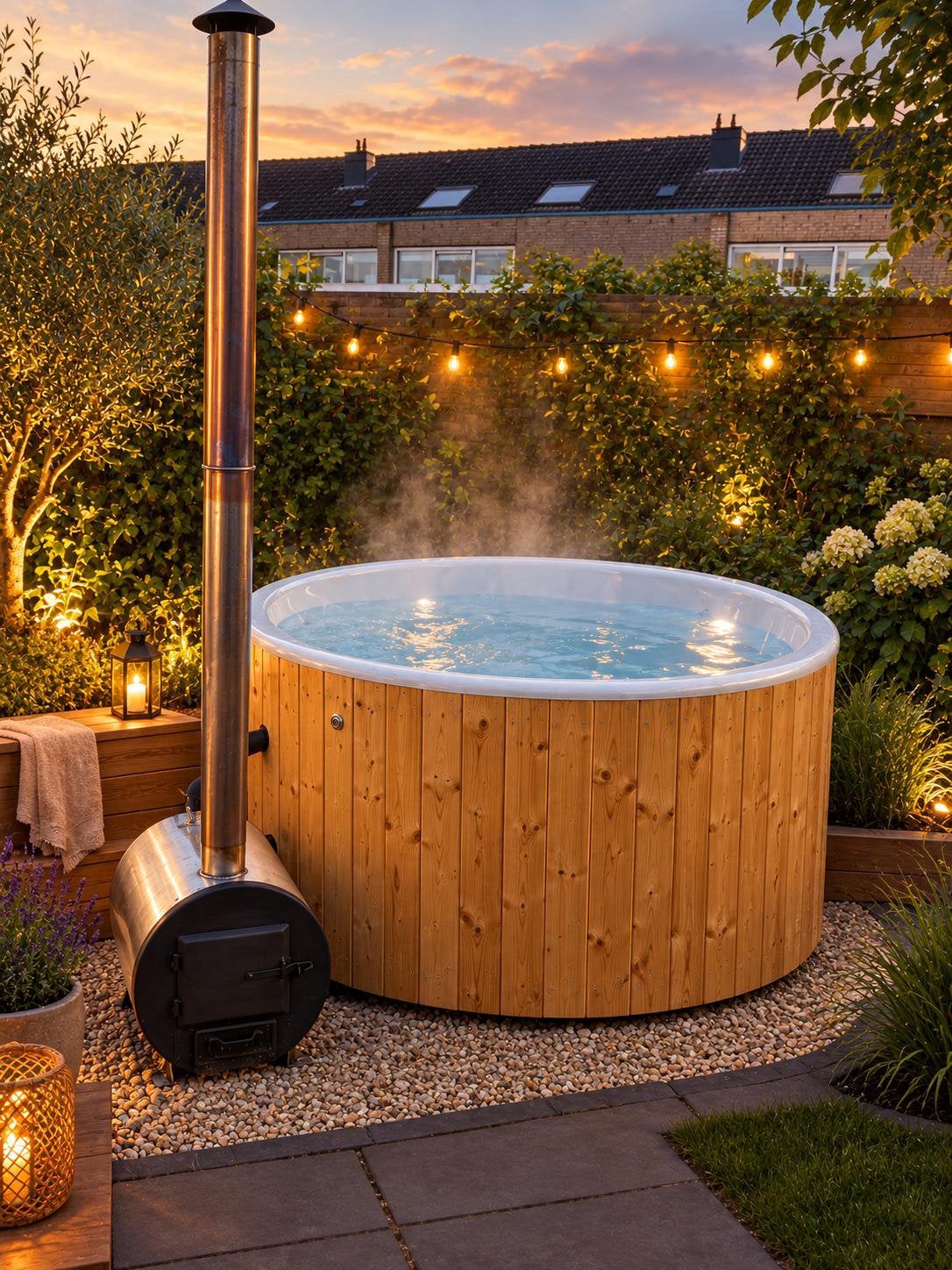 Welvaere gebruikte hottub houtgestookt ( meerdere ) ducktub, Tuin en Terras, Ophalen of Verzenden, Zo goed als nieuw