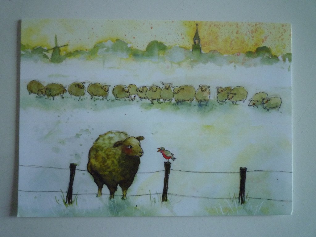 Schaap schapen lam kunstkaart Martine van Nieuwenhuyzen, Ophalen of Verzenden, Voor 1920, Vogel
