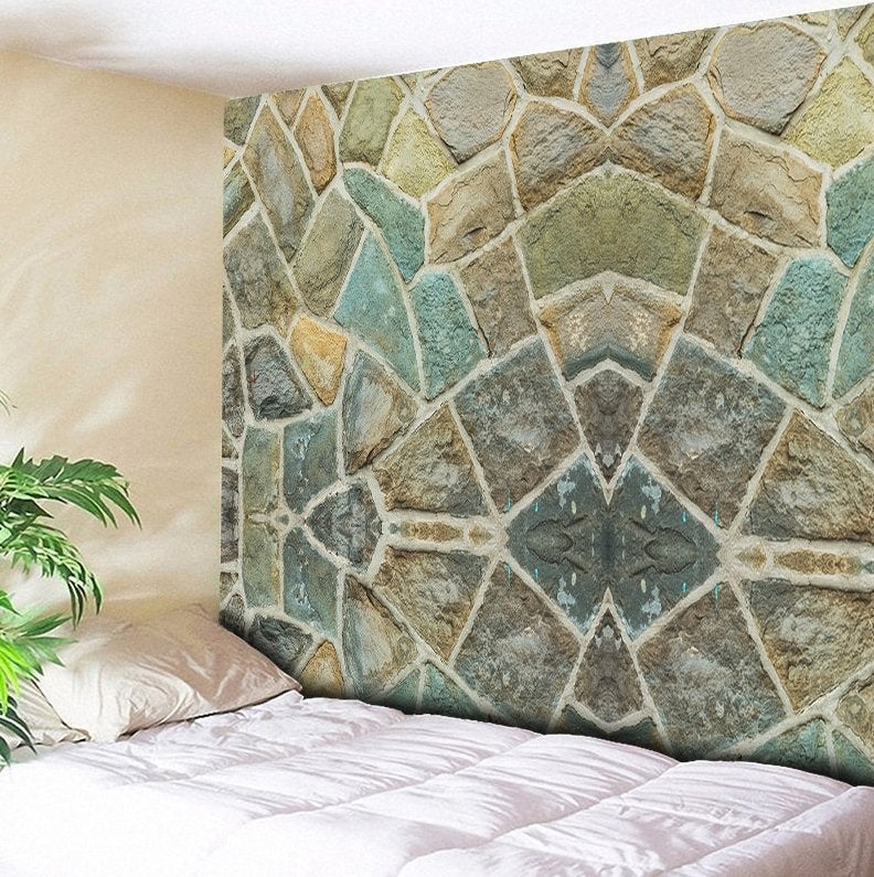 Gekleurde Stenen Muur Wandkleed / 3D Wand Kleed Steen Tegels, Verzenden, Nieuw, Wandkleed