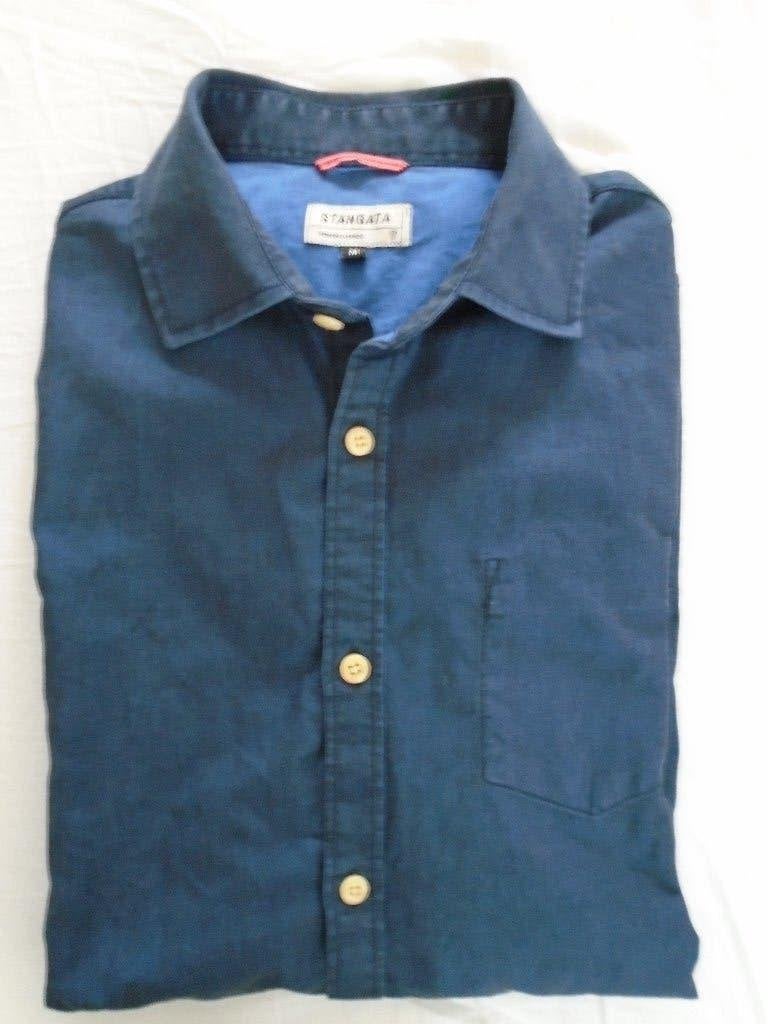 heren overhemd maat M, Stangata, Blauw, Gedragen, Halswijdte 39/40 (M)