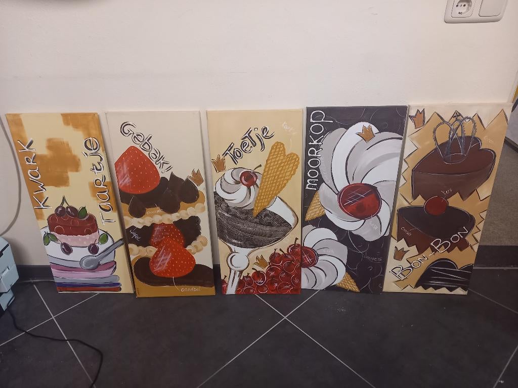 5 keuken schilderijtjes, Antiek en Kunst, Ophalen