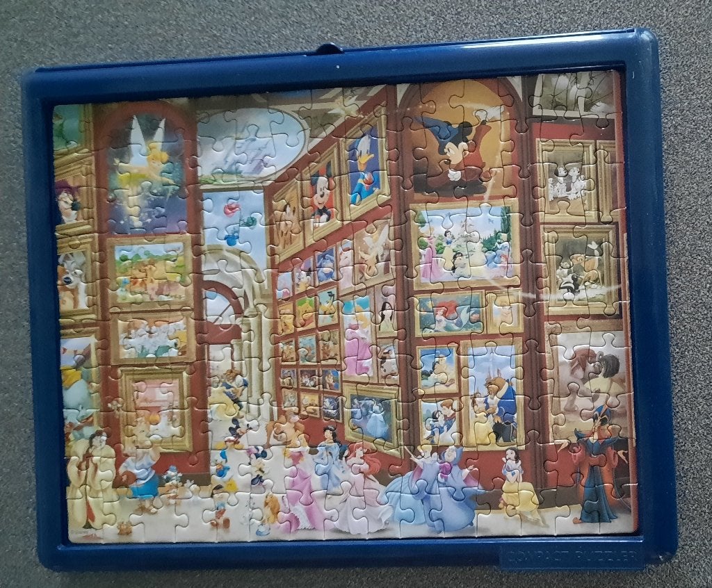 Reiskoffer: 3 puzzle King Disney, Ophalen of Verzenden, Minder dan 500 stukjes, Zo goed als nieuw, Legpuzzel