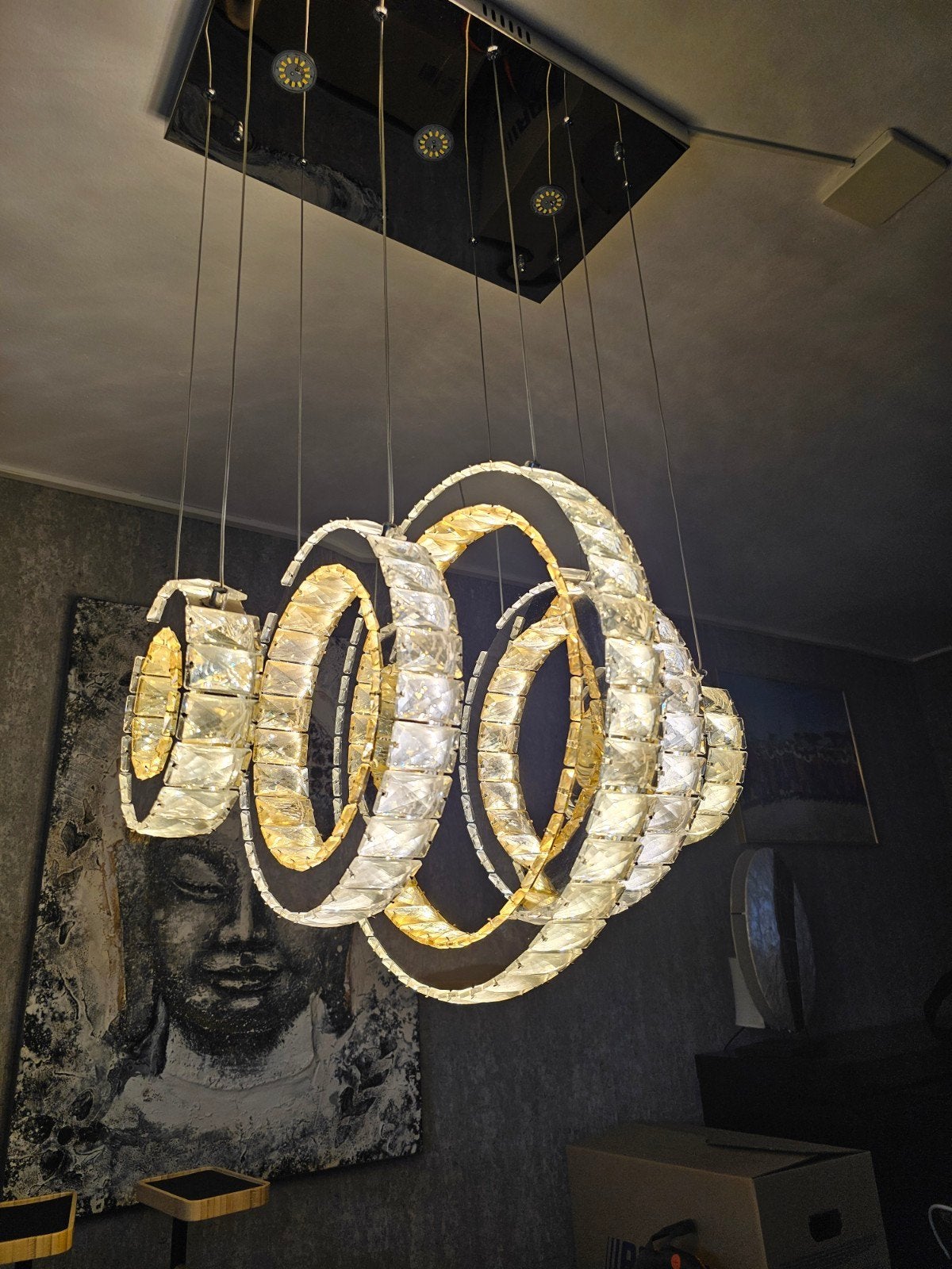 Te koop hanglamp met 5 ringen, Ophalen of Verzenden