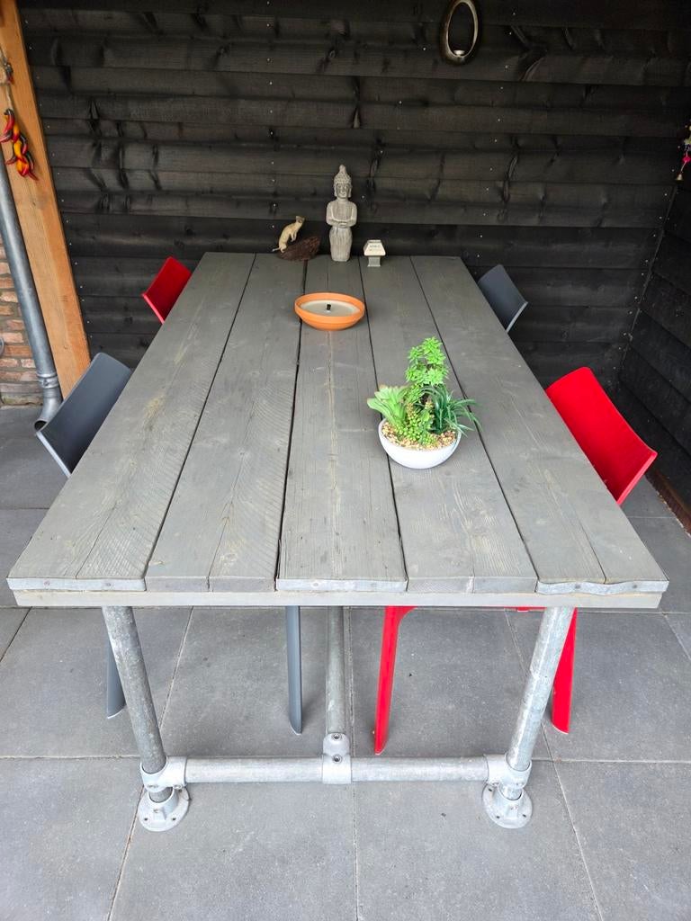 Tuintafel, Ophalen of Verzenden, Gebruikt, Rechthoekig, Hout
