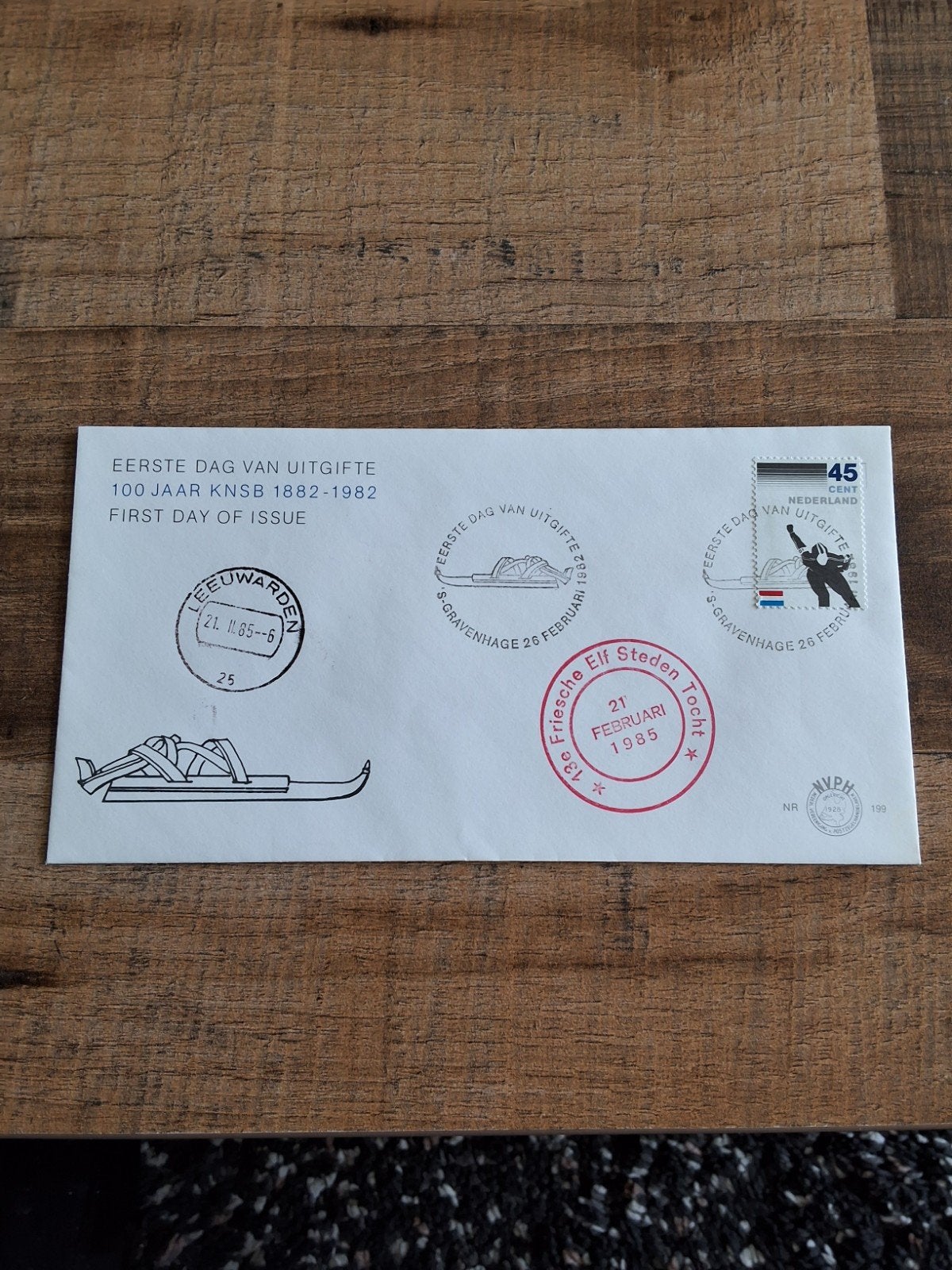 Fdc. E199 100 Jaar KNSB. Extra stempel 13e Fr. Elfstedentoch, Postzegels en Munten, Ophalen of Verzenden, Envelop