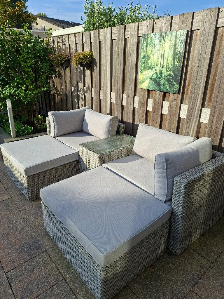 Tuin loungeset, Rotan, Zo goed als nieuw, Loungeset, Bank