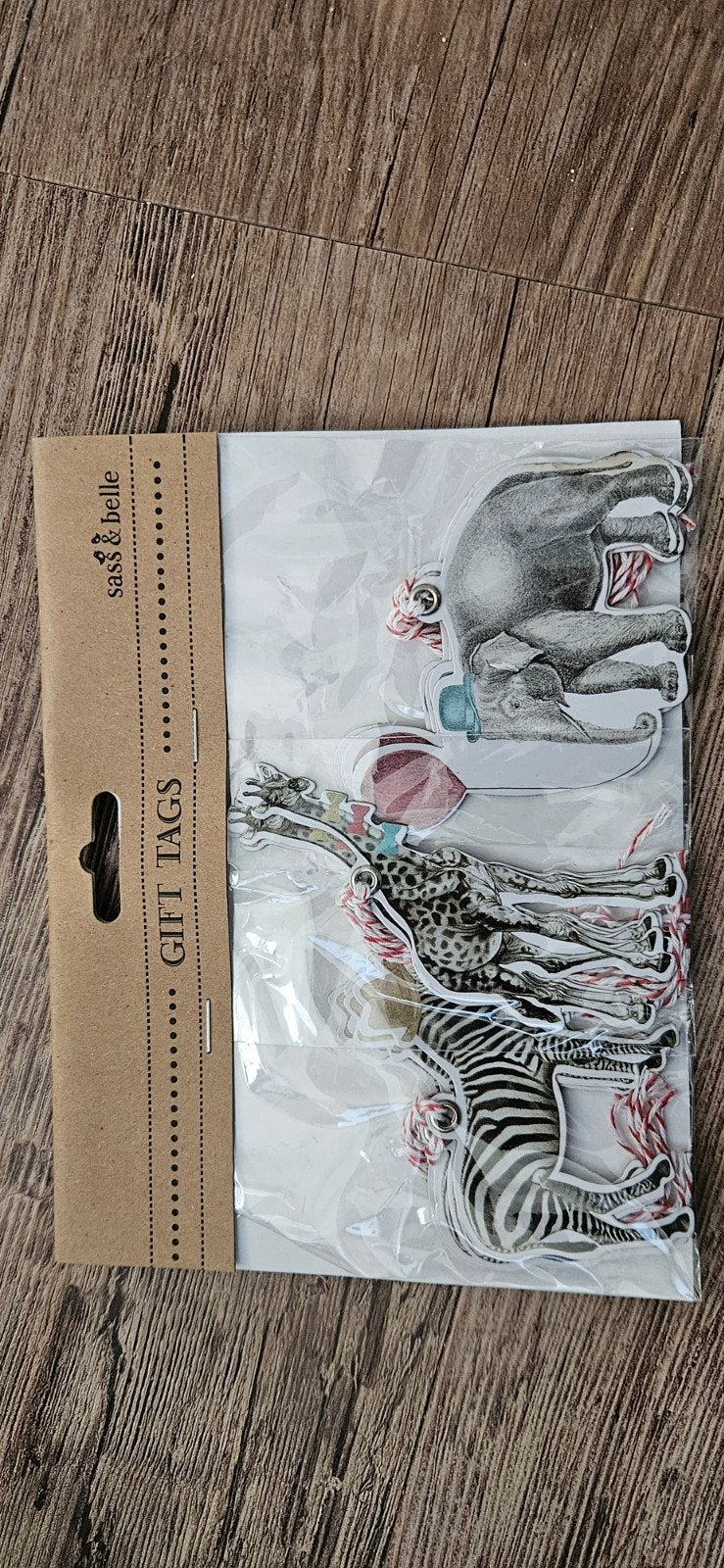 Sass & Belle Gift Tags - Olifant, Giraffe, Zebra, Dieren, Nieuw, Meerkleurig, Ophalen of Verzenden