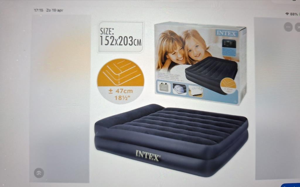 2 persoons Intex luchtbed met ingebouwde pomp, Caravans en Kamperen, Luchtbedden, Ophalen, Ingebouwde pomp, Zo goed als nieuw