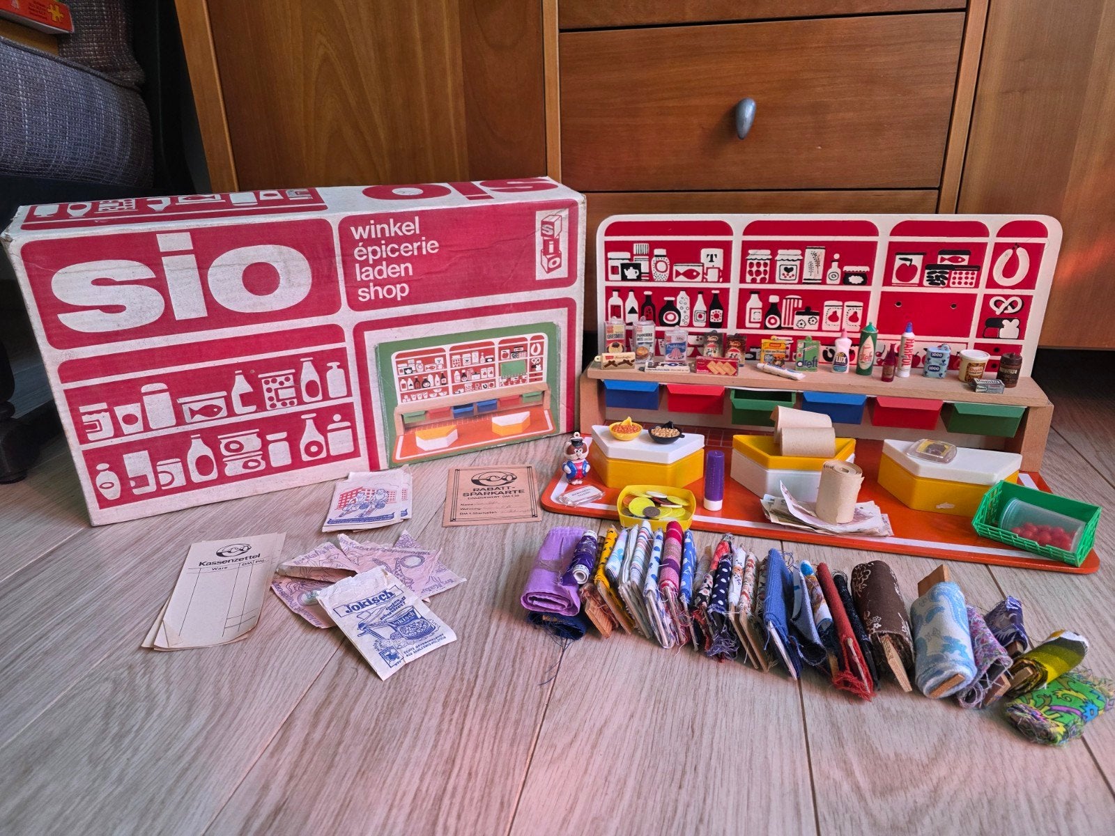 Vintage SIO Houten Speelgoedwinkel – Compleet met originele, Ophalen of Verzenden, Gebruikt