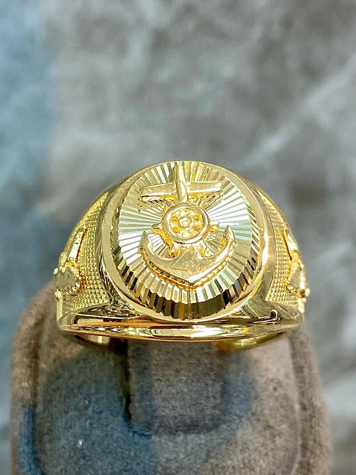 14k Gouden Anker Ring, 20 of groter, Nieuw, Ophalen of Verzenden, Dame of Heer