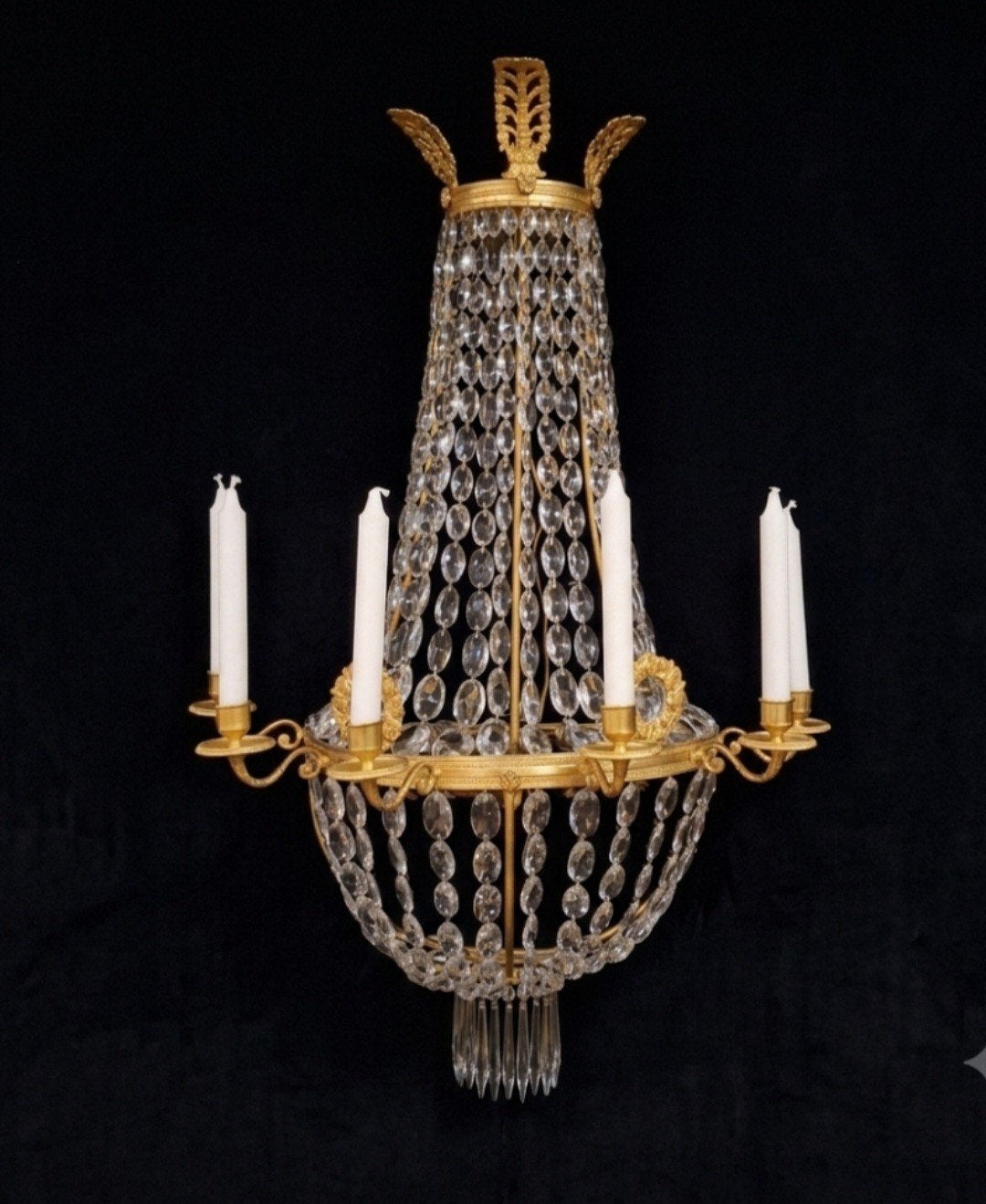 antieke kristallen empire wandapplique, Ophalen