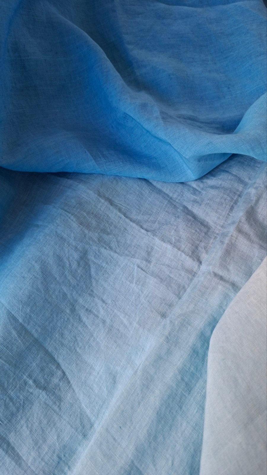 Designers Guild Linnen Stof Blauw Verloop 1.15 x 3.10 m, Ophalen of Verzenden