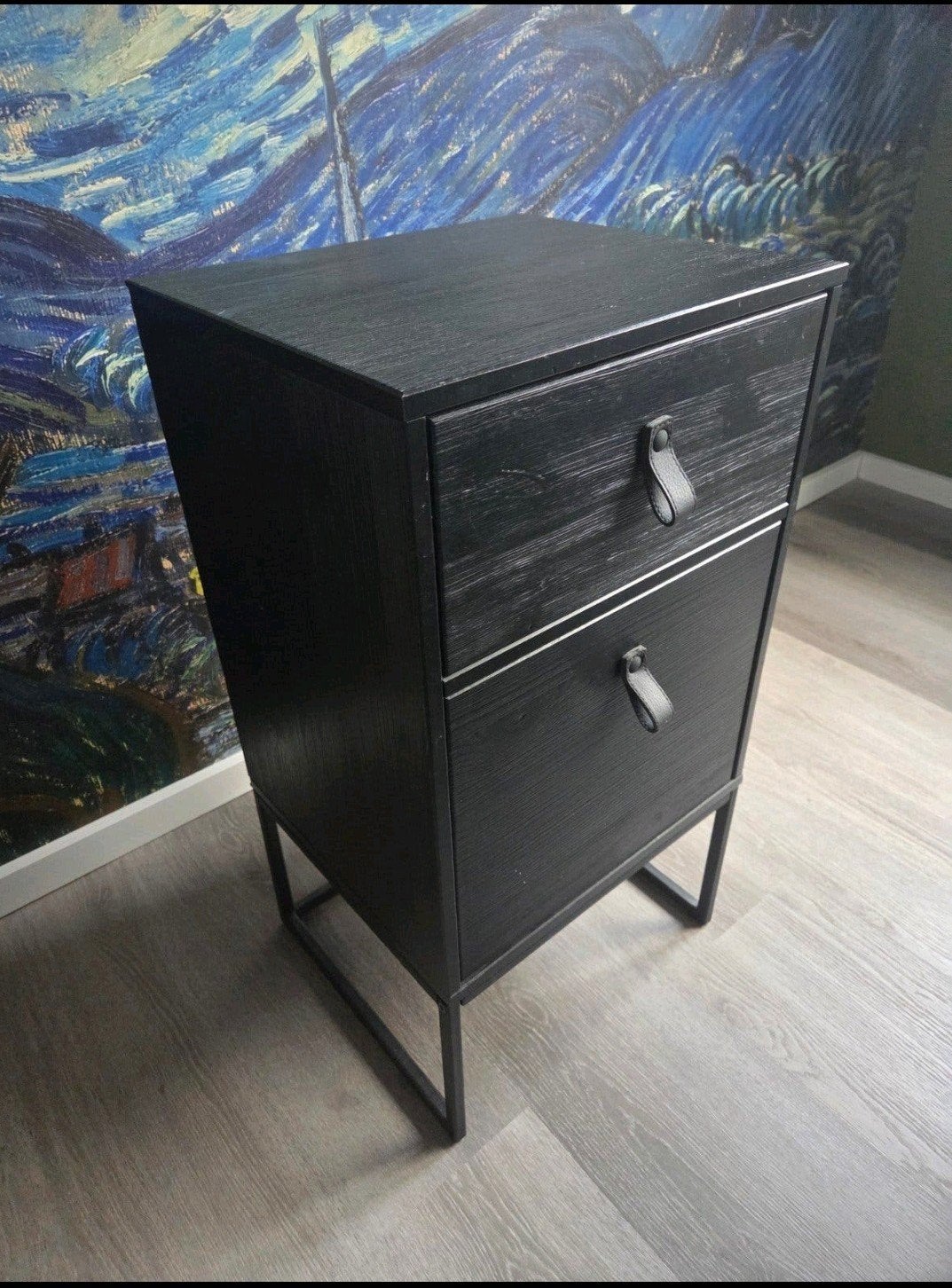 Woood nachtkastje zola, Minder dan 50 cm, 1 of 2 laden, Zo goed als nieuw, Modern industrieel