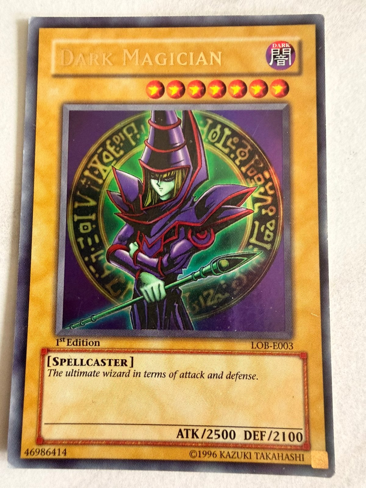 Yu-Gi-Oh Dark magician 1ste Edition LOB-E003, Ophalen, Zo goed als nieuw