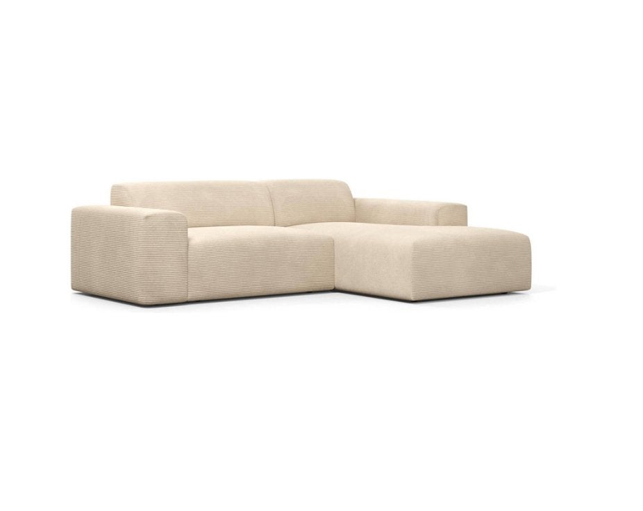 Naduvi Hoekbank Nina rechts ribstof Creme | Van €1499, nu, Huis en Inrichting, Banken | Bankstellen, Nieuw, Vierpersoons of meer