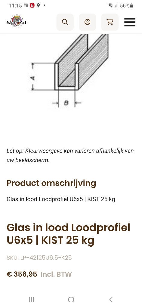 U-profielen lood voor glas in loodwerk, Ophalen, Nieuw, Lood