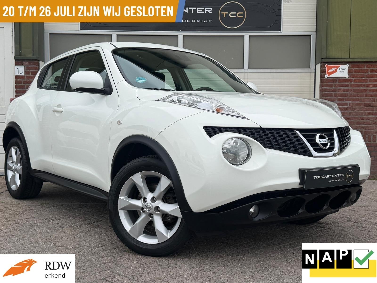 Nissan Juke 1.6 Acenta/AUTOM/CAMERA/BLUETH/CRUISE/APK/NAP, Auto's, Euro 5, 4 cilinders, Wit, Origineel Nederlands