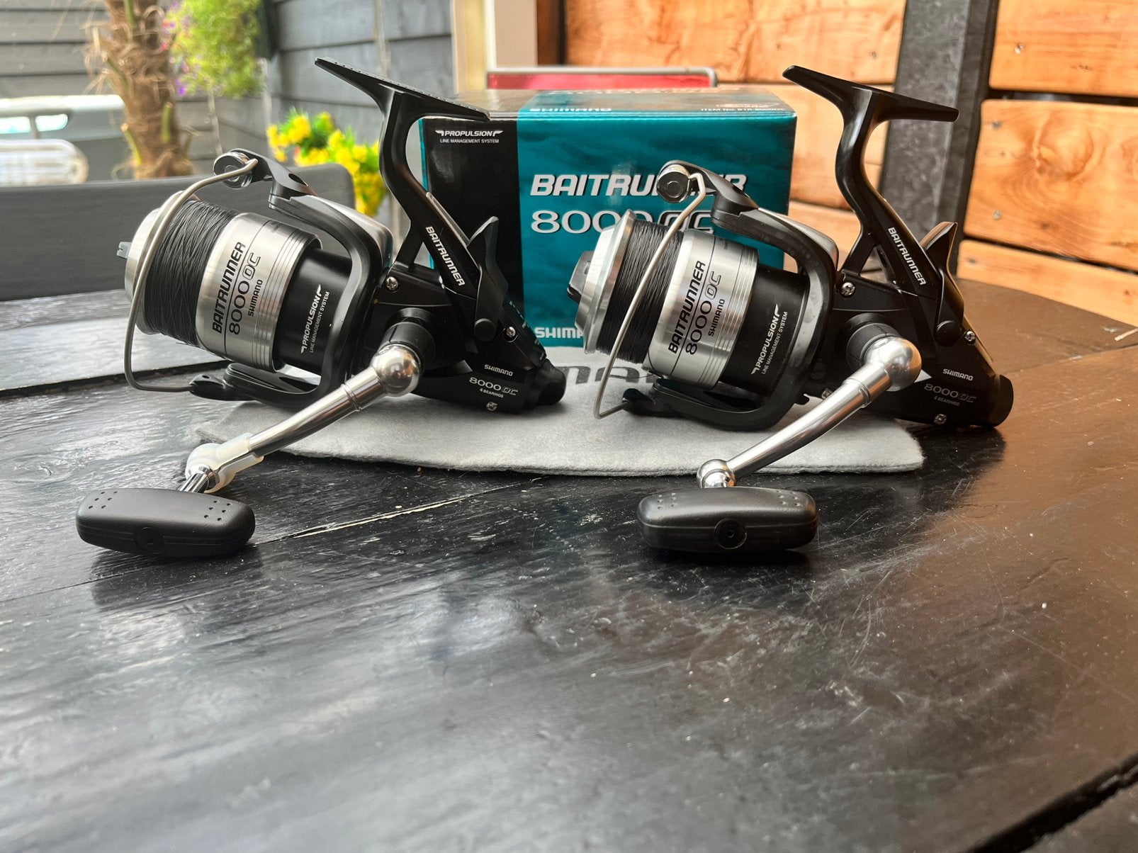 Shimano 8000 oc baitrunner als nieuw, Ophalen, Zo goed als nieuw, Molen