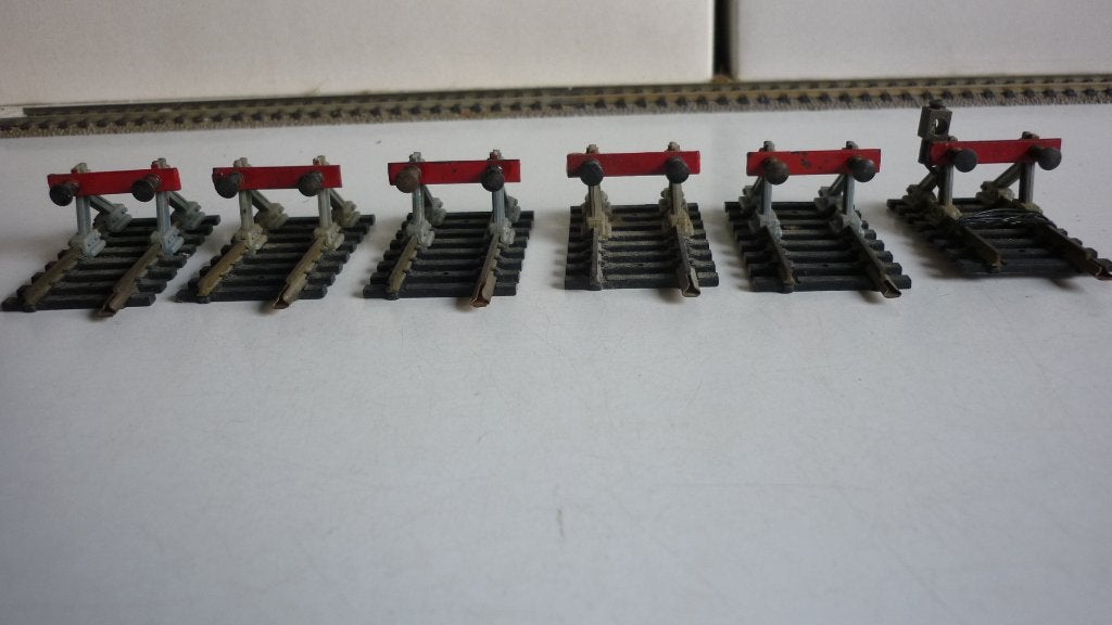 6 Fleischmann H0 stootblokken, Gebruikt, Gelijkstroom, Fleischmann, Rails