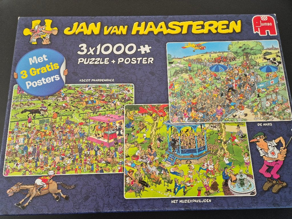 Jan van Haasteren puzzel 3x 1000, Hobby en Vrije tijd, Denksport en Puzzels, Ophalen of Verzenden, 500 t/m 1500 stukjes, Zo goed als nieuw