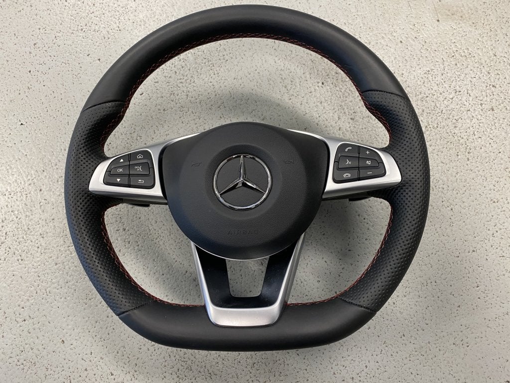 AMG Stuur met Airbag W205 C Klasse Rood gestikt flippers, Niet ingevuld, Gebruikt, Mercedes-Benz, Niet ingevuld