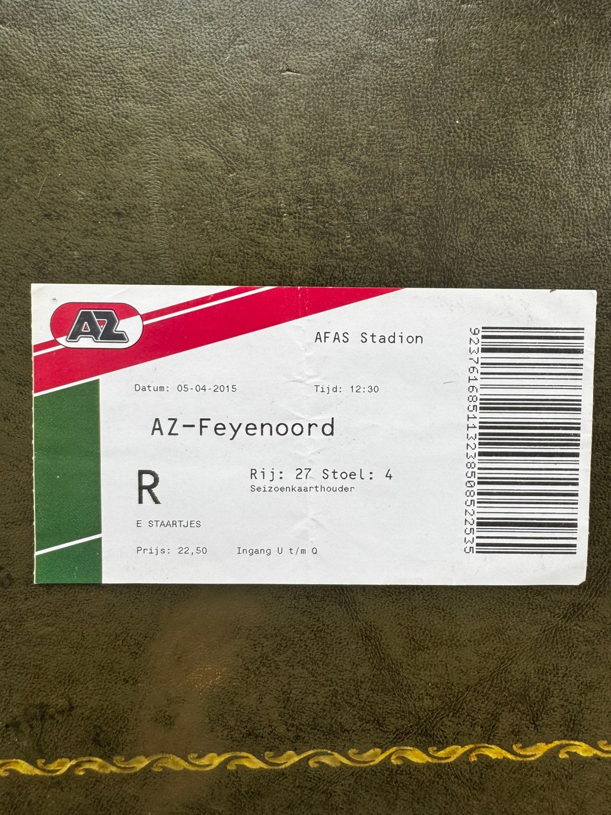 Ticket AZ-Feyenoord 05-04-2015, Verzenden, Gebruikt, Feyenoord