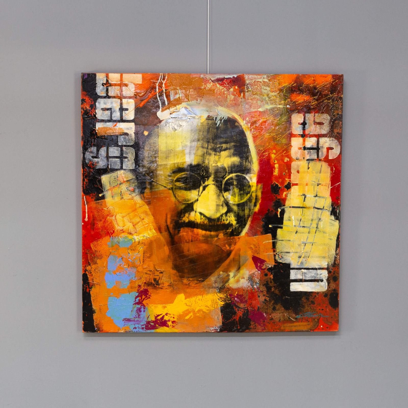 Claus Costa Pop Art Gandhi Schilderij, Antiek en Kunst, Ophalen of Verzenden