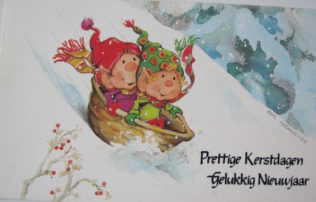 kerst - twee elfen op een slee - Himself the Elf, Verzenden, 1980 tot heden, Gelopen, Overige thema's