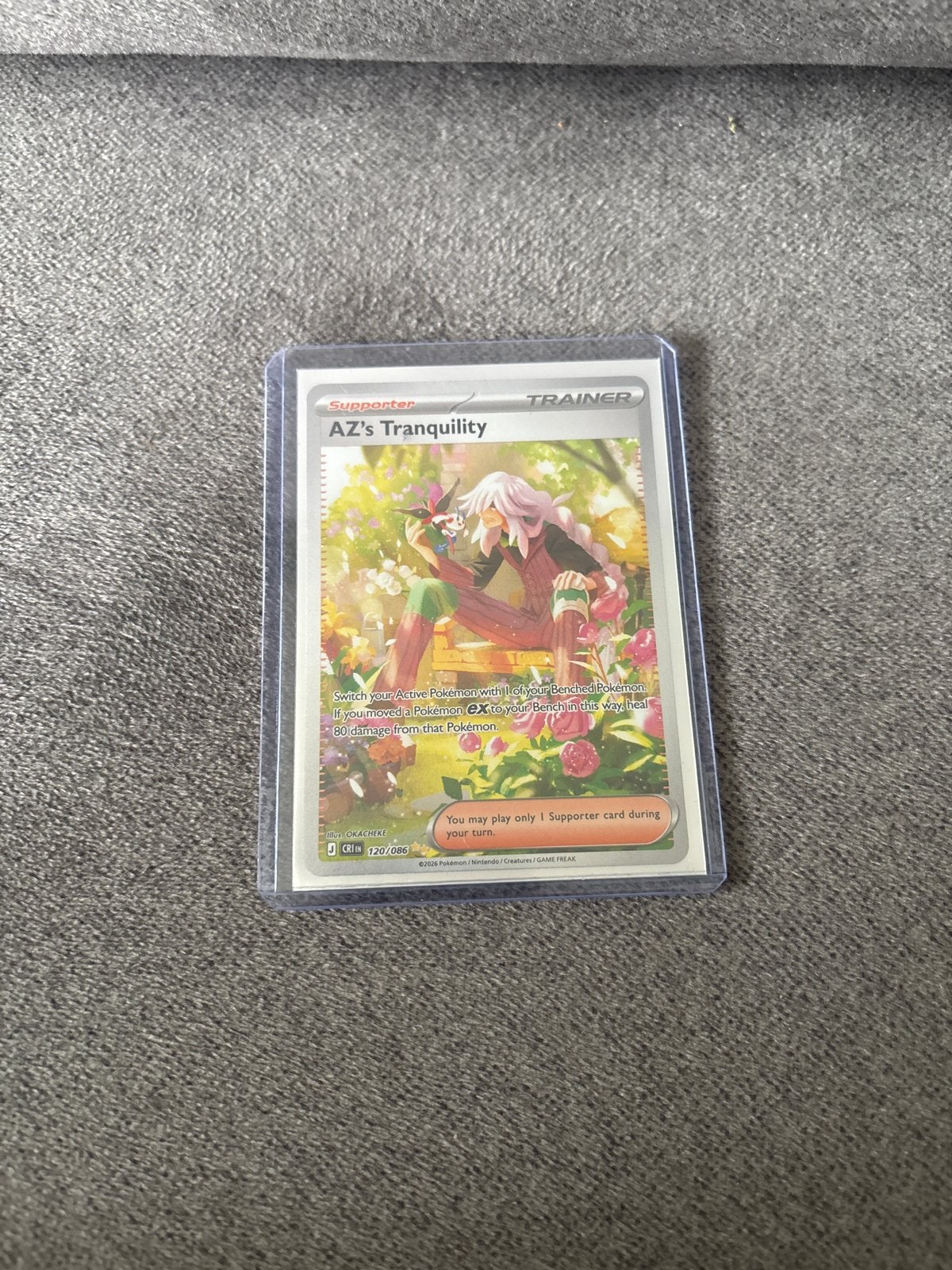 Pokémon kaart AZ’s Tranquility Trainer Supporter, Ophalen of Verzenden, Zo goed als nieuw, Losse kaart