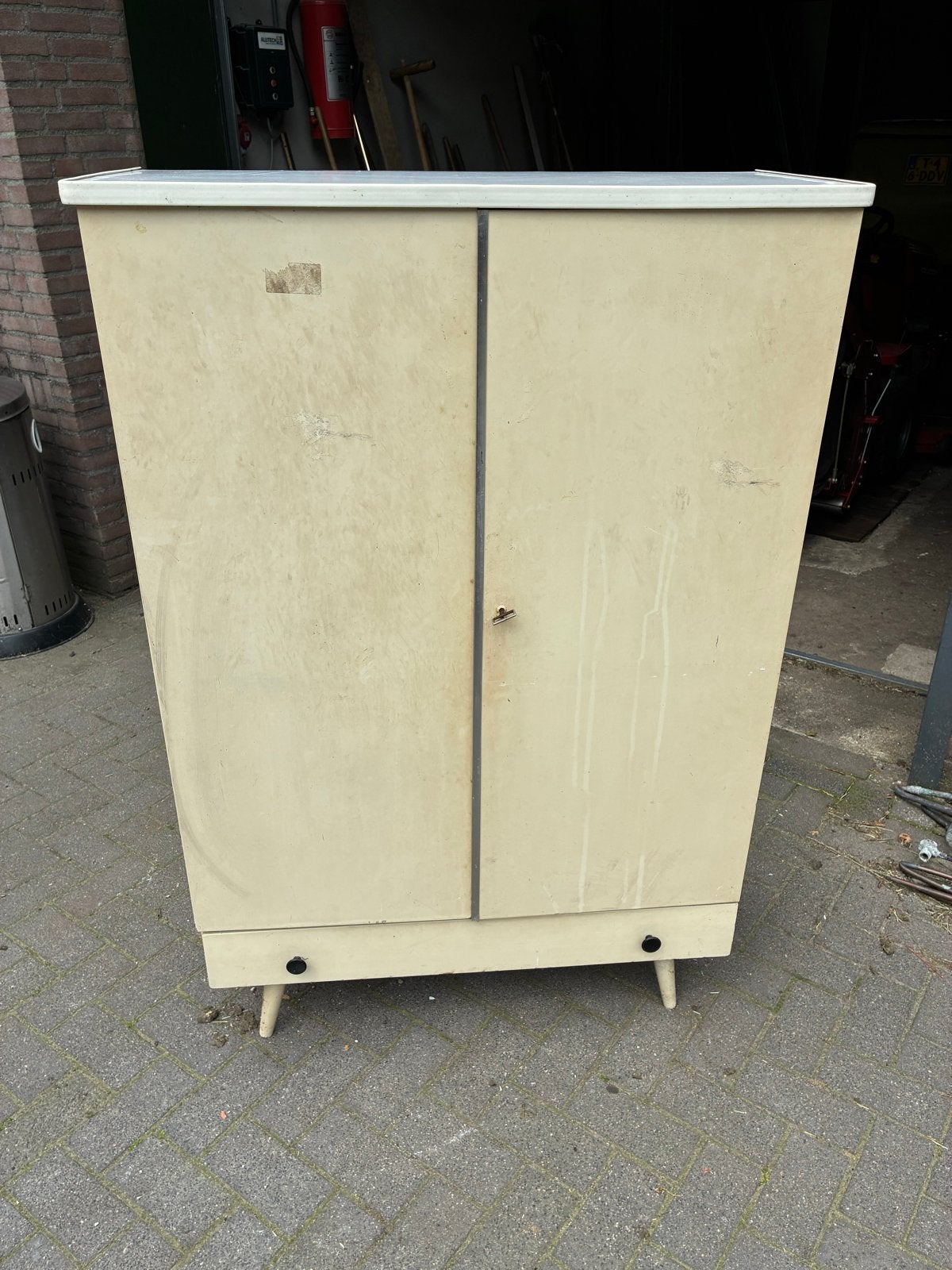 Vintage Vroomshoop kast met planken - Crème, Ophalen