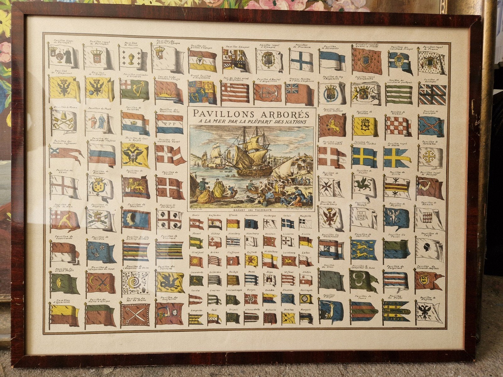 Schilderij lijst met vlaggenposter, Pavillon Arborés, Antiek en Kunst, Ophalen of Verzenden
