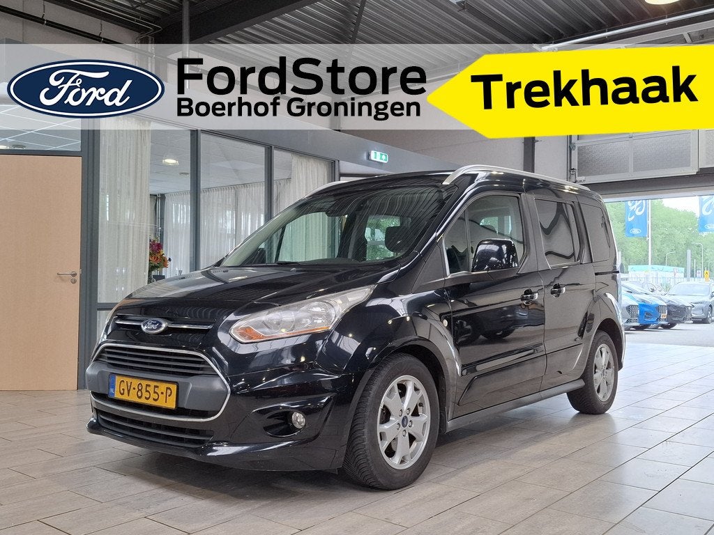 Ford Tourneo Connect Compact EcoBoost 100 pk Titanium | Trek, Auto's, Voorwielaandrijving, Gebruikt, Zwart, Zwart