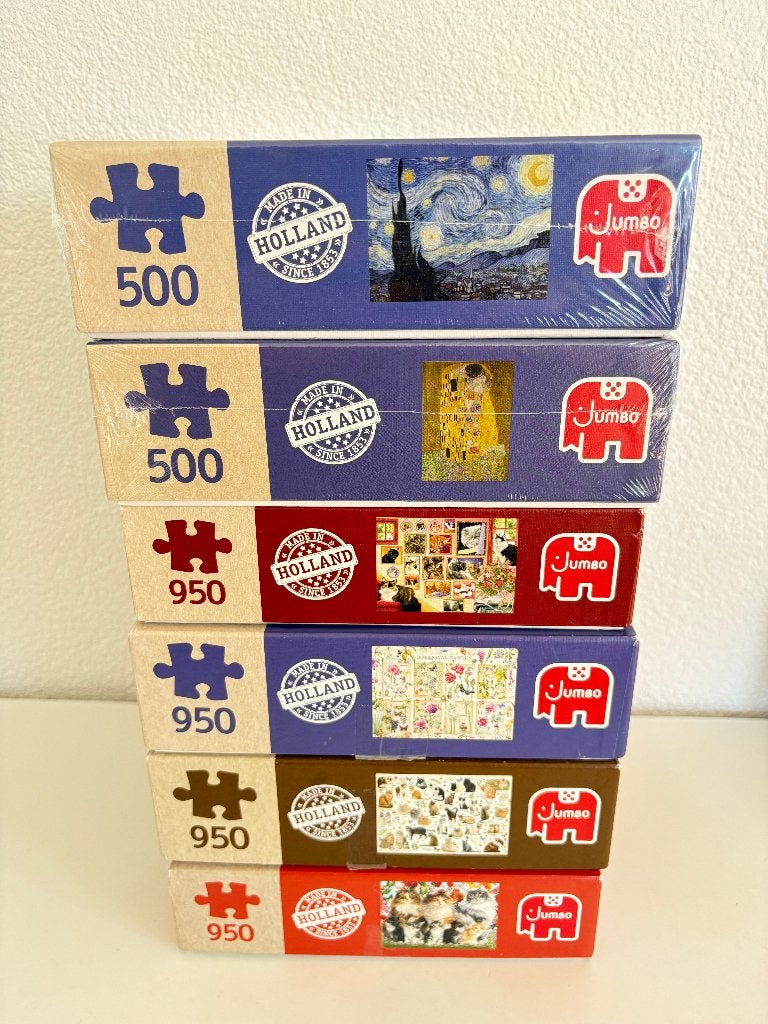 Zes Jumbo puzzels, Gogh, Klimt, Francien , Janneke Brinkman, Ophalen of Verzenden, 500 t/m 1500 stukjes, Zo goed als nieuw, Legpuzzel