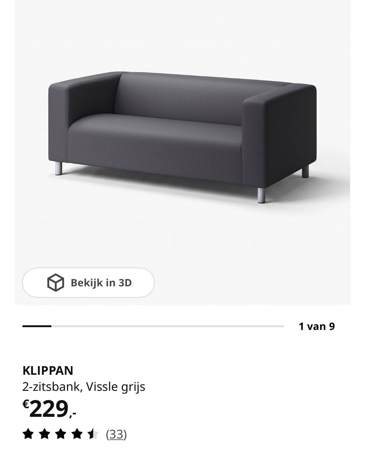 IKEA Klippan 2-zitsbank, grijs zgan, Ophalen, Gebruikt, 150 tot 200 cm, Tweepersoons
